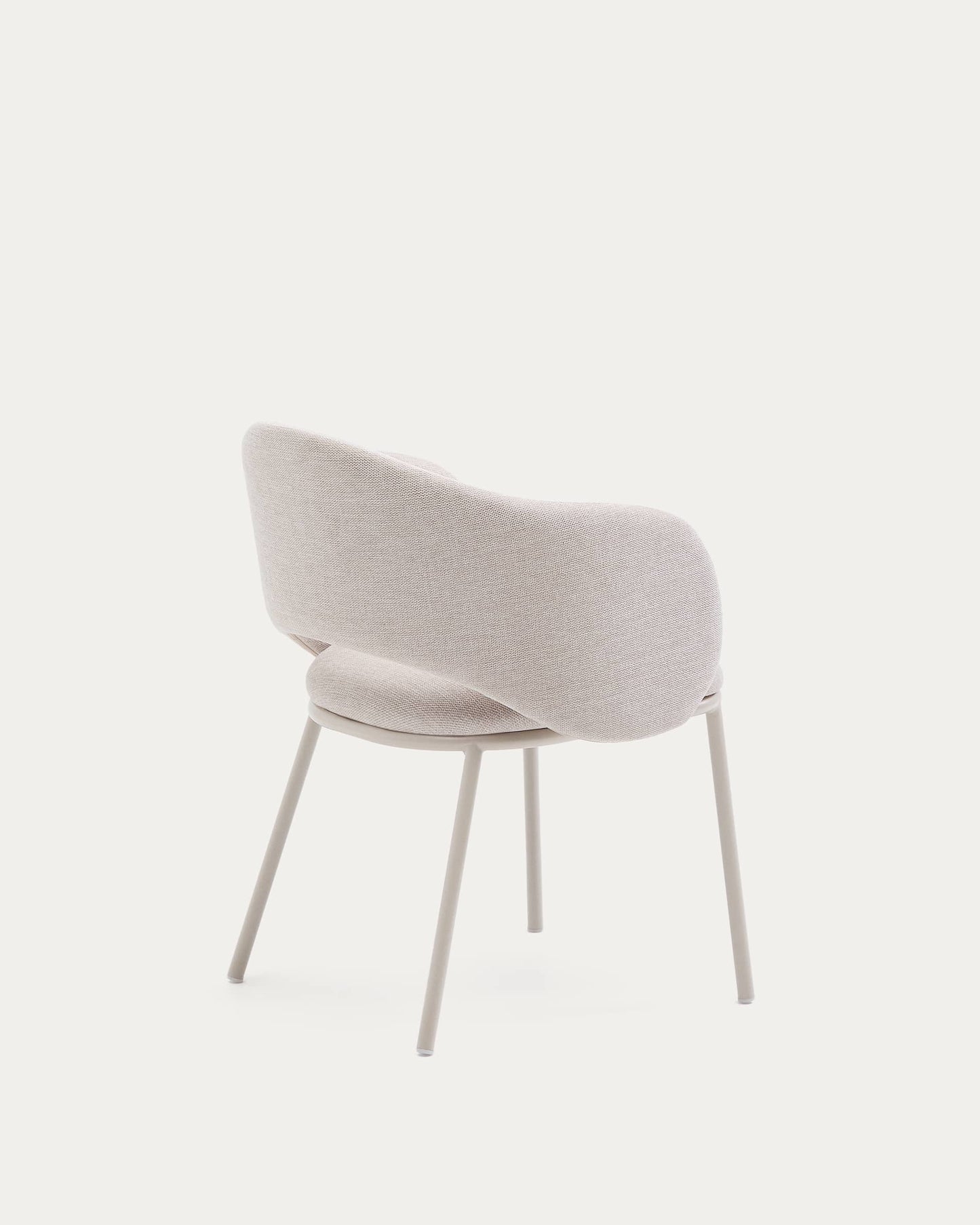 Sedia Maina beige e gambe in acciaio con finitura beige