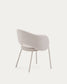 Sedia Maina beige e gambe in acciaio con finitura beige