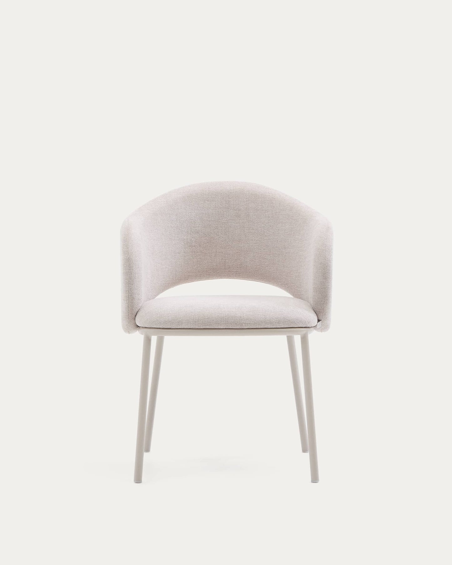 Sedia Maina beige e gambe in acciaio con finitura beige