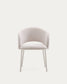 Sedia Maina beige e gambe in acciaio con finitura beige