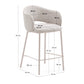 Sgabello Maina di ciniglia spessa beige e gambe in acciaio finitura beige 65 cm