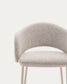 Sgabello Maina di ciniglia spessa beige e gambe in acciaio finitura beige 65 cm