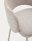 Sgabello Maina di ciniglia spessa beige e gambe in acciaio finitura beige 65 cm