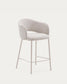 Sgabello Maina di ciniglia spessa beige e gambe in acciaio finitura beige 65 cm