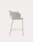 Sgabello Maina di ciniglia spessa beige e gambe in acciaio finitura beige 65 cm