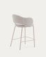 Sgabello Maina di ciniglia spessa beige e gambe in acciaio finitura beige 65 cm