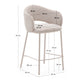 Sgabello Maina di ciniglia beige e gambe in acciaio con finitura beige 65 cm