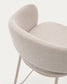 Sgabello Maina di ciniglia beige e gambe in acciaio con finitura beige 65 cm