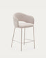 Sgabello Maina di ciniglia beige e gambe in acciaio con finitura beige 65 cm