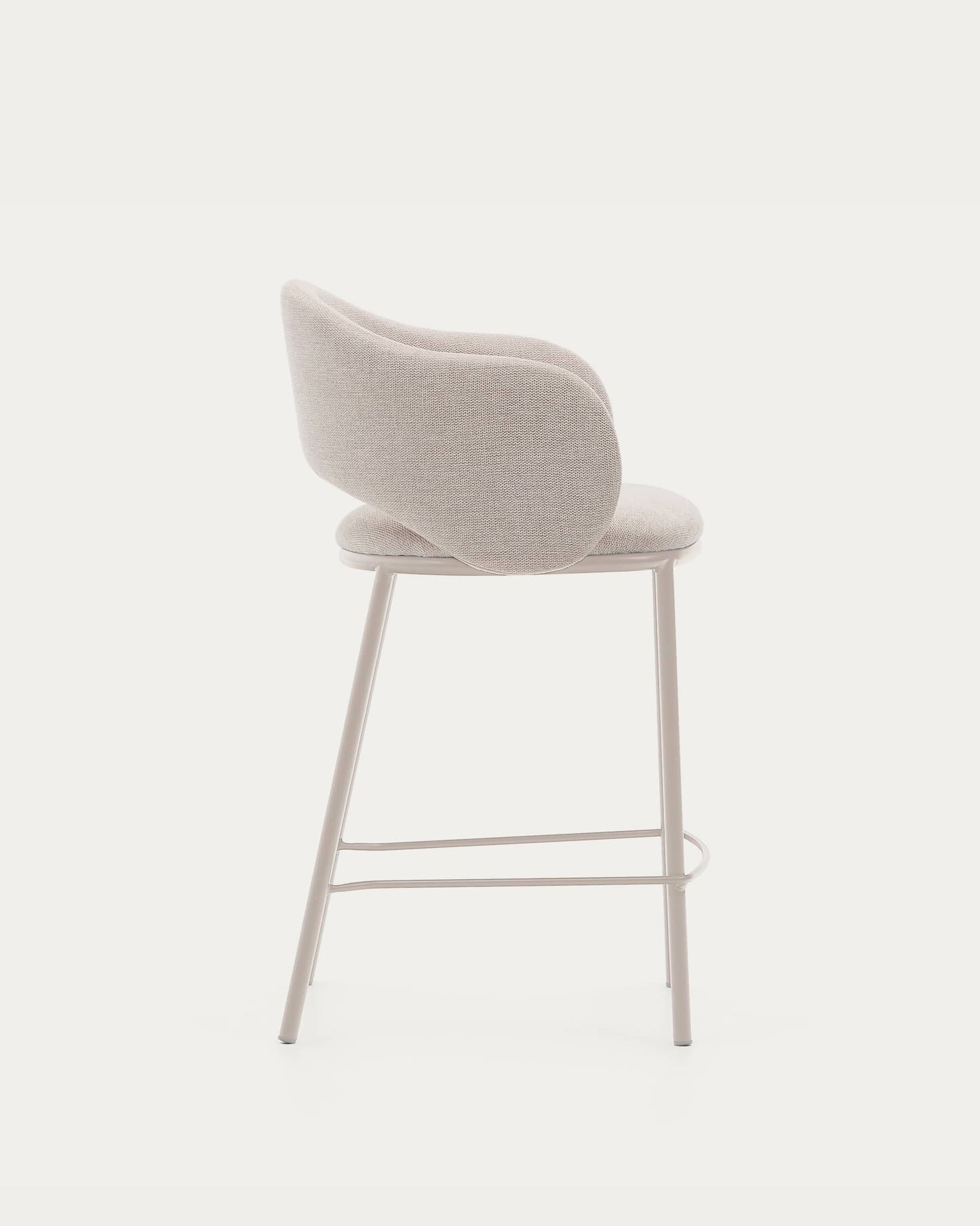 Sgabello Maina di ciniglia beige e gambe in acciaio con finitura beige 65 cm