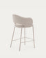 Sgabello Maina di ciniglia beige e gambe in acciaio con finitura beige 65 cm