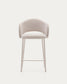 Sgabello Maina di ciniglia beige e gambe in acciaio con finitura beige 65 cm