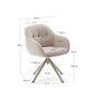 Sedia girevole Dorina di ciniglia beige e gambe in acciaio con finitura beige