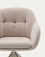 Sedia girevole Dorina di ciniglia beige e gambe in acciaio con finitura beige