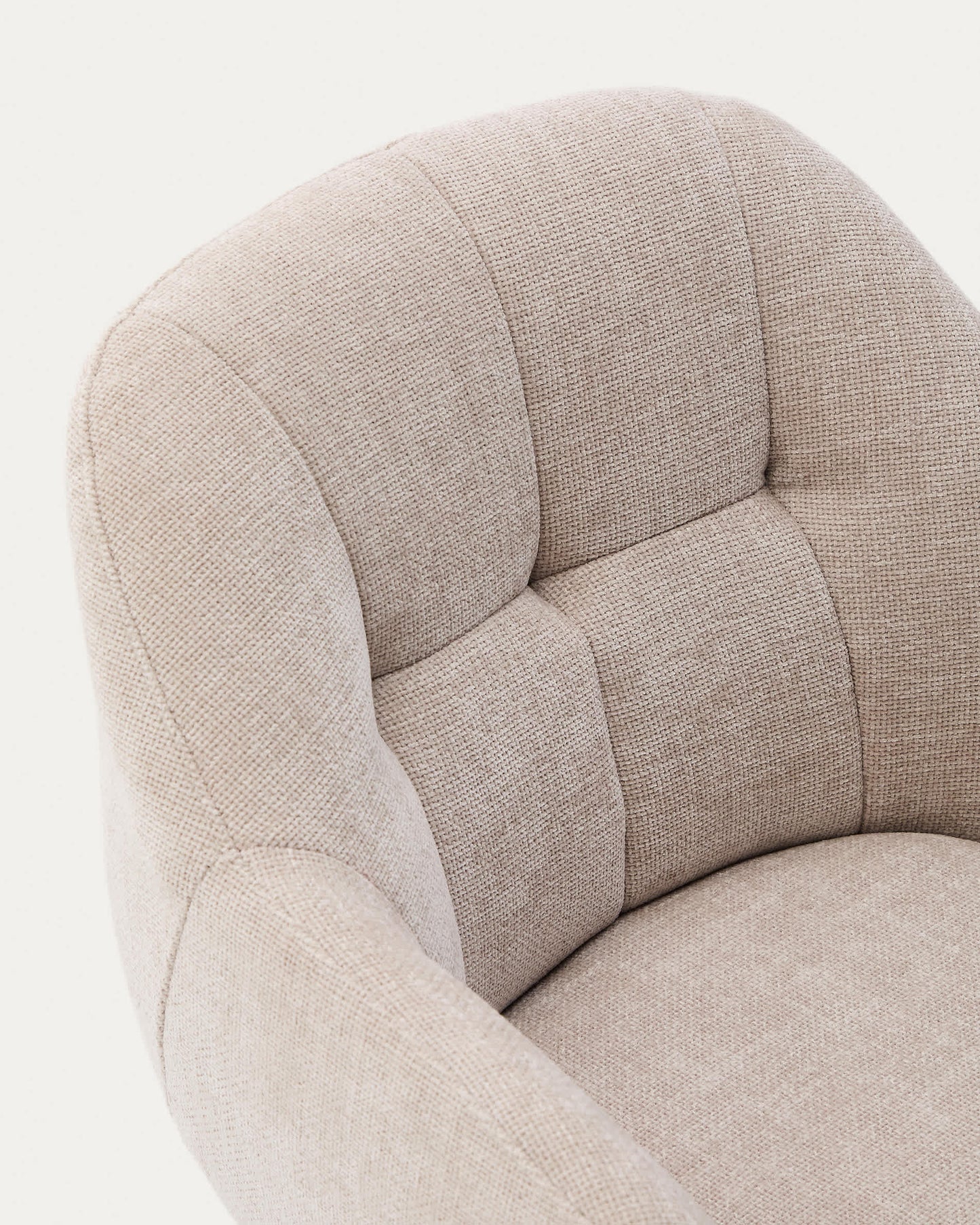Sedia girevole Dorina di ciniglia beige e gambe in acciaio con finitura beige