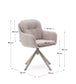 Sedia girevole Lexa di ciniglia beige e gambe in acciaio con finitura beige