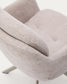 Sedia girevole Lexa di ciniglia beige e gambe in acciaio con finitura beige