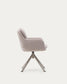 Sedia girevole Lexa di ciniglia beige e gambe in acciaio con finitura beige