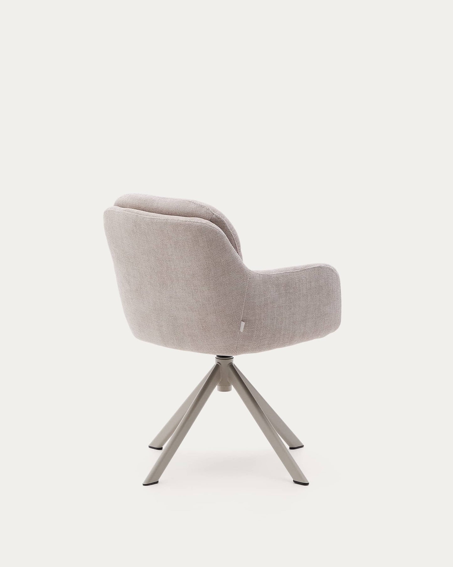 Sedia girevole Lexa di ciniglia beige e gambe in acciaio con finitura beige