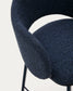 Sgabello Maina in ciniglia blu e gambe in acciaio con finitura blu 65 cm