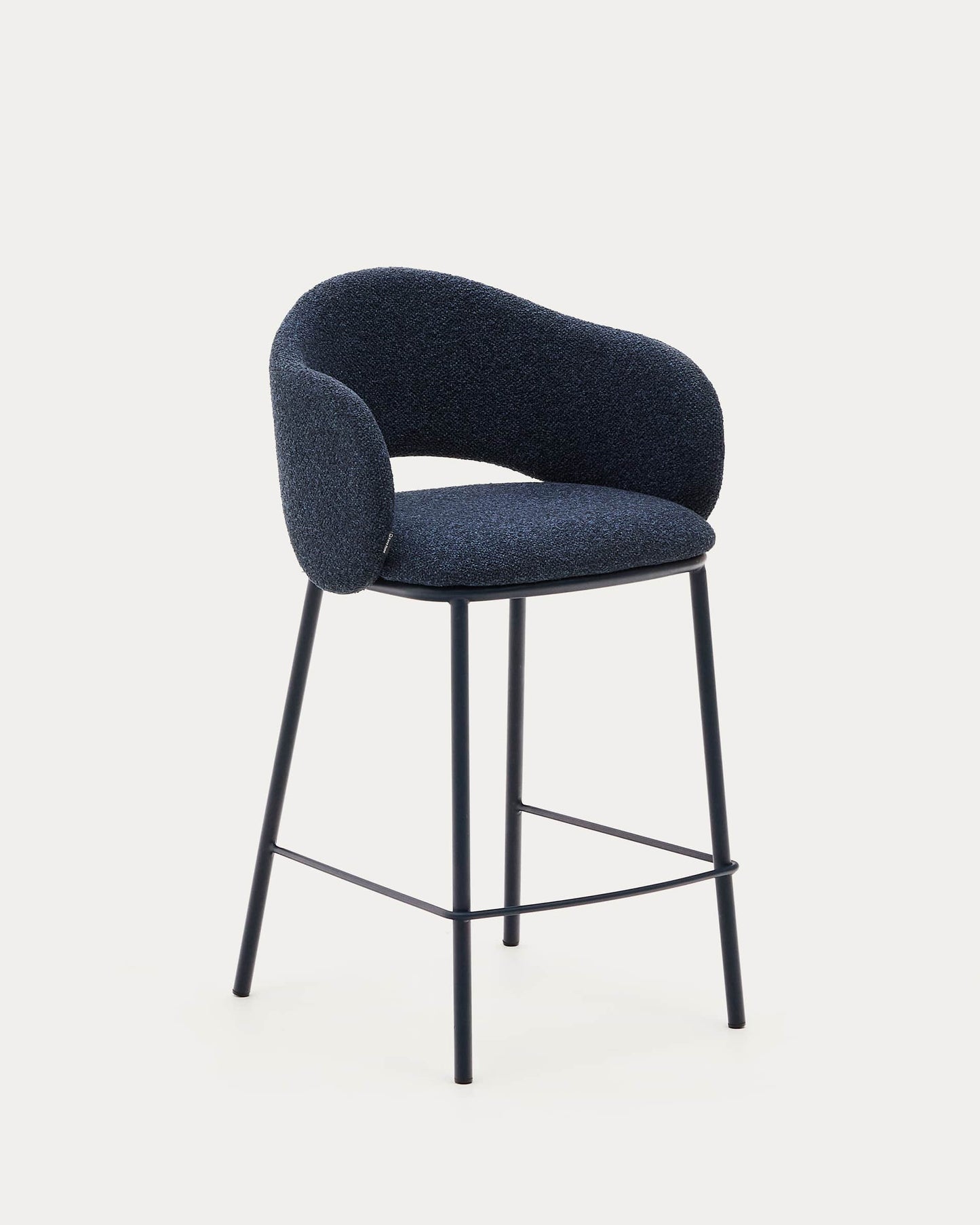 Sgabello Maina in ciniglia blu e gambe in acciaio con finitura blu 65 cm