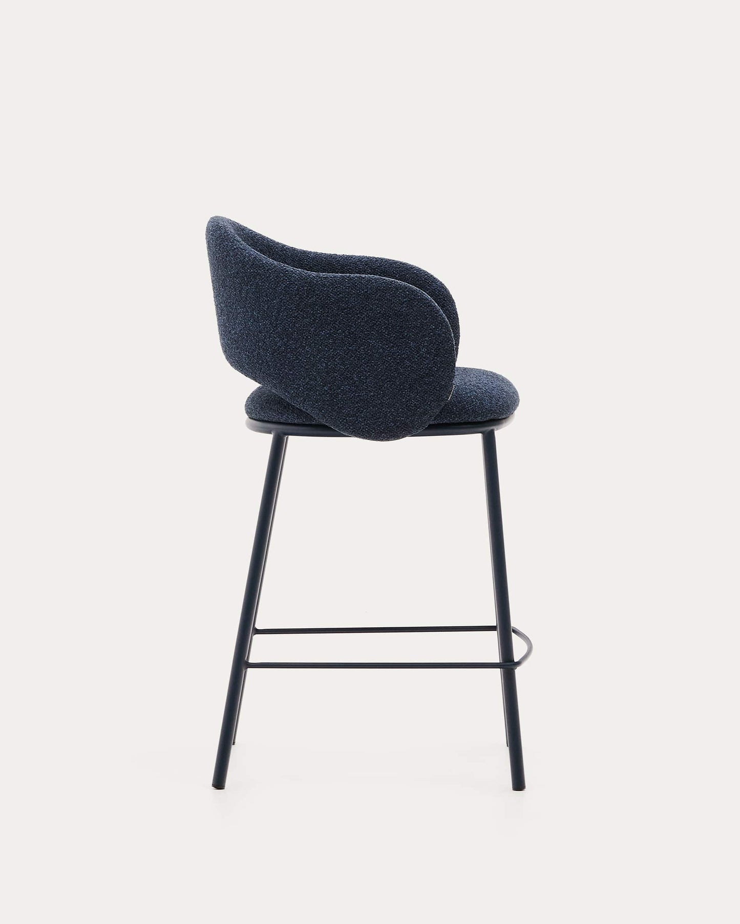 Sgabello Maina in ciniglia blu e gambe in acciaio con finitura blu 65 cm