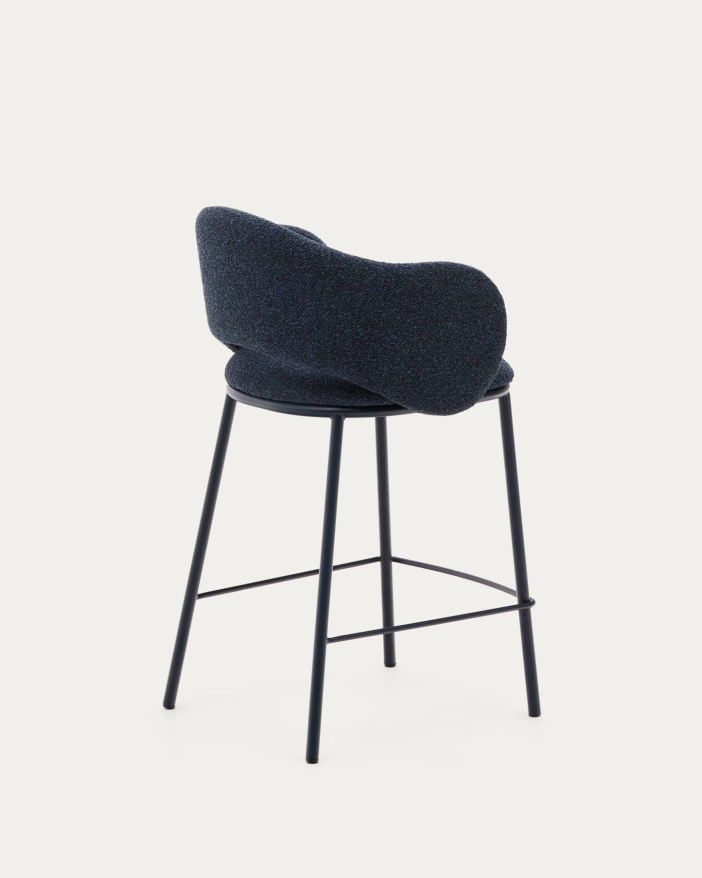 Sgabello Maina in ciniglia blu e gambe in acciaio con finitura blu 65 cm