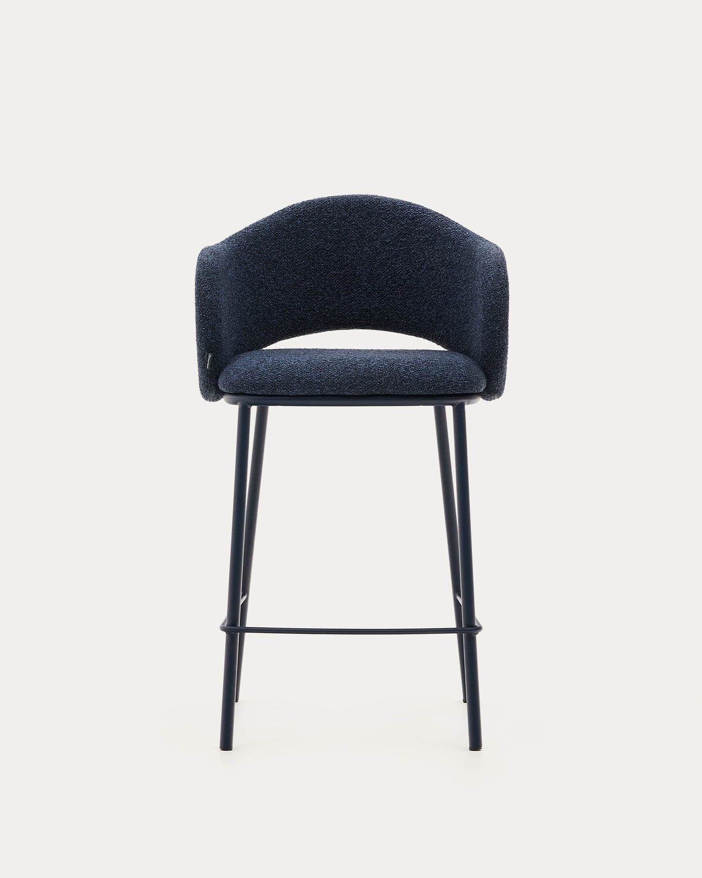 Sgabello Maina in ciniglia blu e gambe in acciaio con finitura blu 65 cm