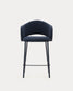 Sgabello Maina in ciniglia blu e gambe in acciaio con finitura blu 65 cm