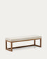 Panca Loya in ciniglia beige e legno di faggio con finitura color noce 128 cm