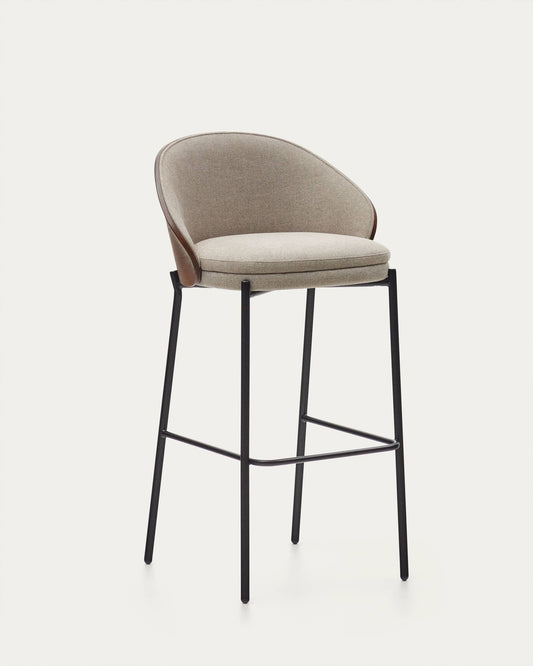 Sgabello Eamy marrone chiaro impiallacciato frassino finitura wengé, metallo nero 77 cm