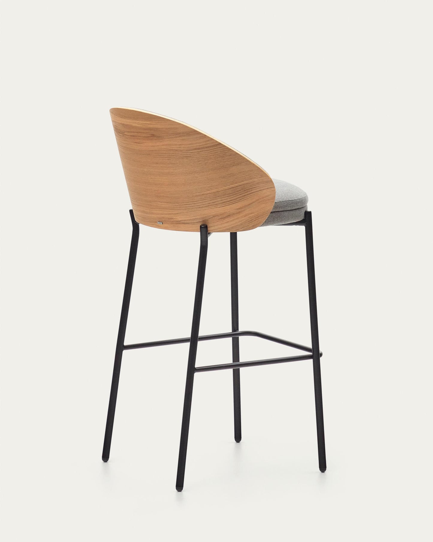 Sgabello Eamy impiallacciato frassino grigio chiaro finitura naturale, metallo nero 77 cm
