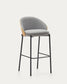 Sgabello Eamy impiallacciato frassino grigio chiaro finitura naturale, metallo nero 77 cm