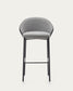 Sgabello Eamy in ciniglia grigio chiaro impiallacciato frassino finitura nera, metallo nero 75 cm
