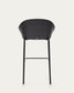 Sgabello Eamy in ciniglia grigio chiaro impiallacciato frassino finitura nera, metallo nero 75 cm