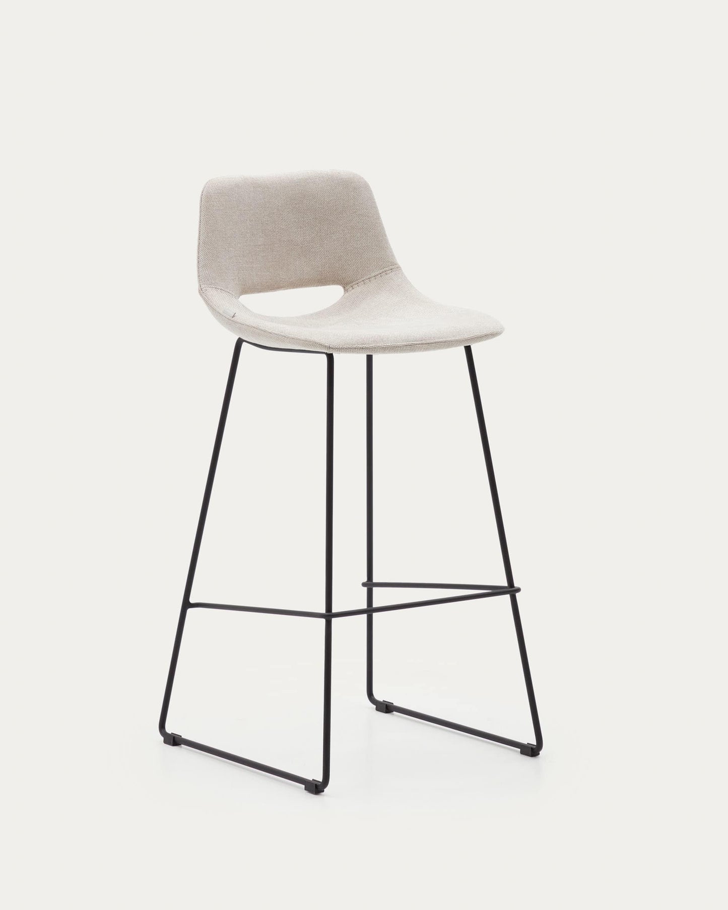 Sgabello Zahara beige e acciaio finitura nera altezza 76 cm