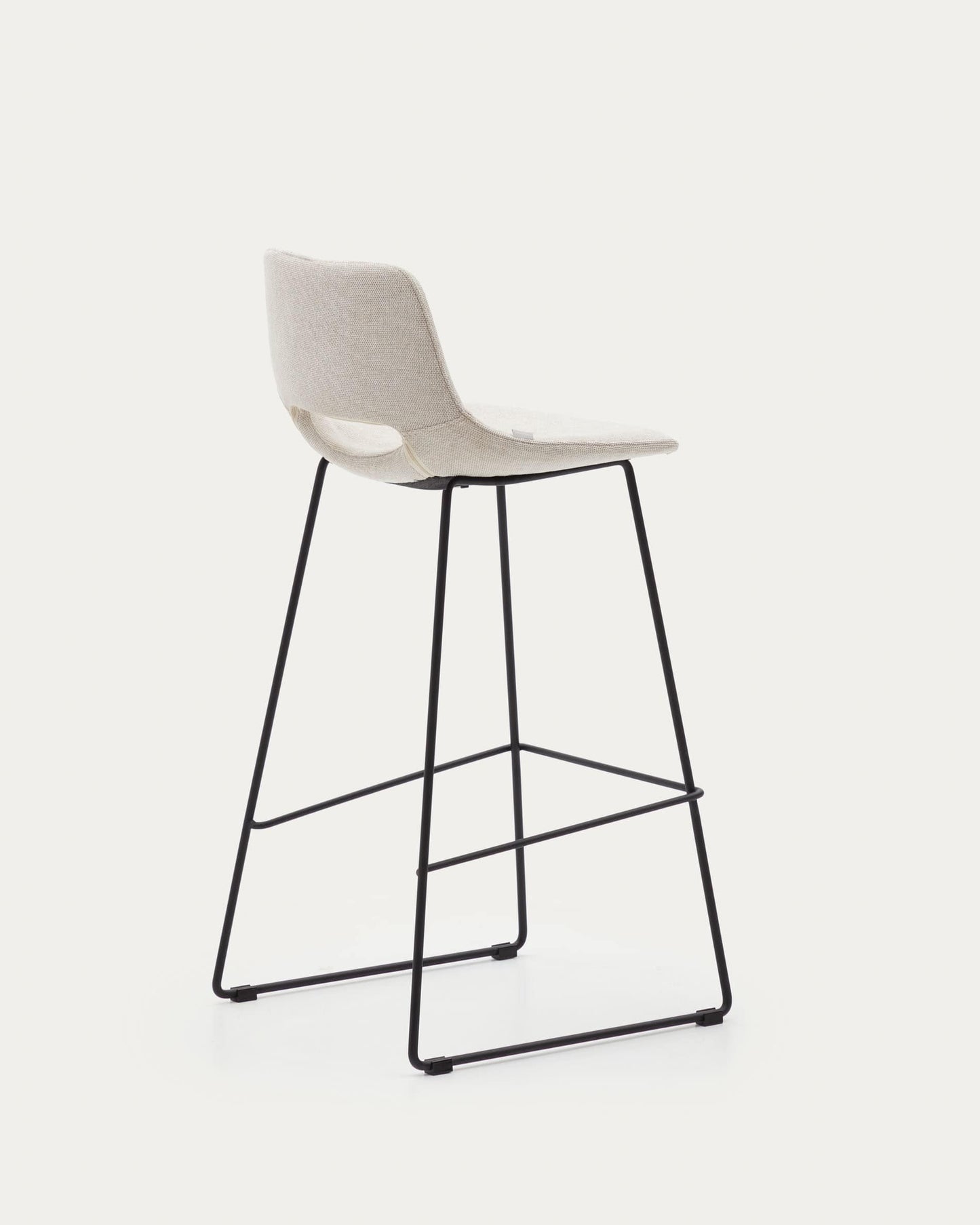 Sgabello Zahara beige e acciaio finitura nera altezza 76 cm