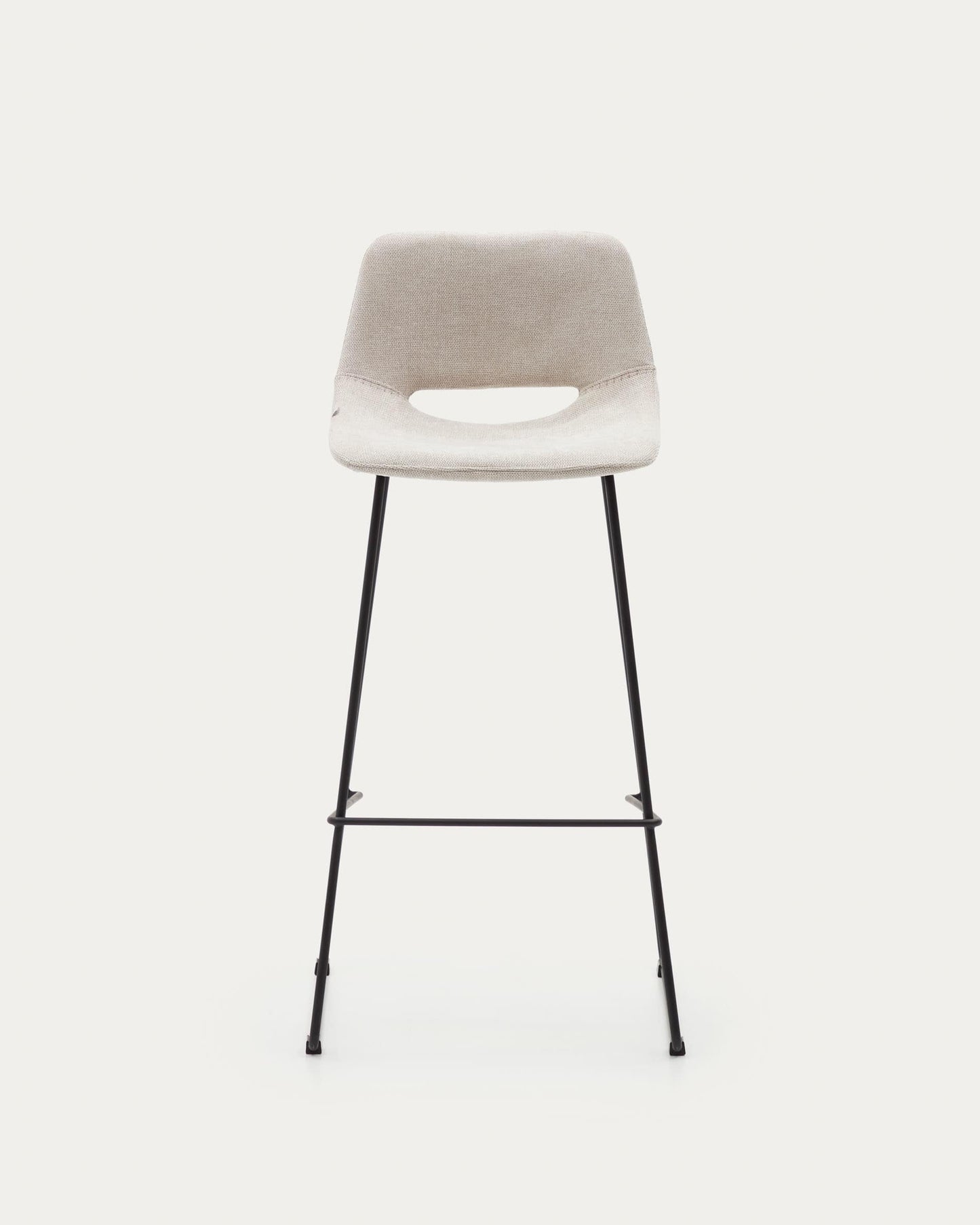 Sgabello Zahara beige e acciaio finitura nera altezza 76 cm