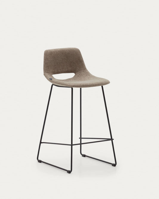 Sgabello Zahara marrone e acciaio finitura nera altezza 65 cm