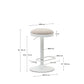 Sgabello Zaib in ciniglia beige e acciaio bianco opaco altezza 63-84 cm