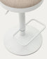 Sgabello Zaib in ciniglia beige e acciaio bianco opaco altezza 63-84 cm