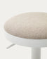 Sgabello Zaib in ciniglia beige e acciaio bianco opaco altezza 63-84 cm