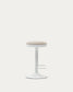 Sgabello Zaib in ciniglia beige e acciaio bianco opaco altezza 63-84 cm