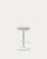Sgabello Zaib in ciniglia beige e acciaio bianco opaco altezza 63-84 cm