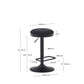 Sgabello Zaib in ciniglia nera e acciaio nero opaco altezza 63-84 cm