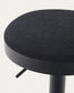 Sgabello Zaib in ciniglia nera e acciaio nero opaco altezza 63-84 cm