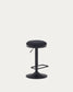Sgabello Zaib in ciniglia nera e acciaio nero opaco altezza 63-84 cm