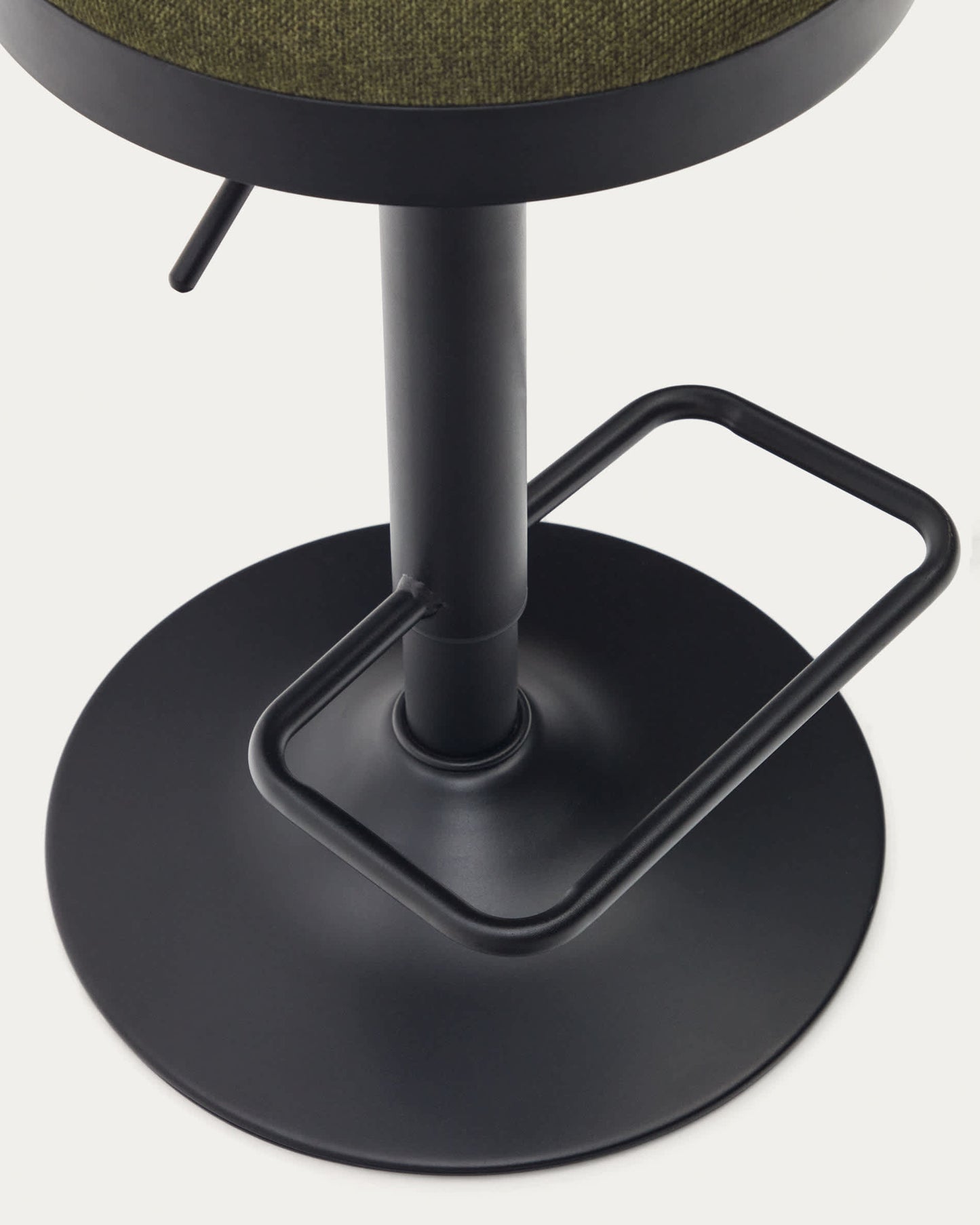 Sgabello Zaib in ciniglia verde scuro e acciaio nero opaco altezza 63-84 cm