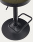Sgabello Zaib in ciniglia verde scuro e acciaio nero opaco altezza 63-84 cm
