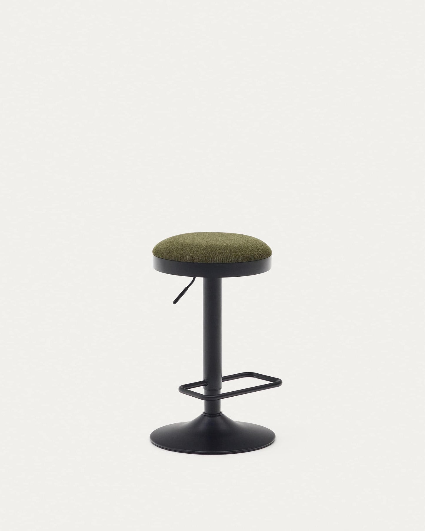 Sgabello Zaib in ciniglia verde scuro e acciaio nero opaco altezza 63-84 cm